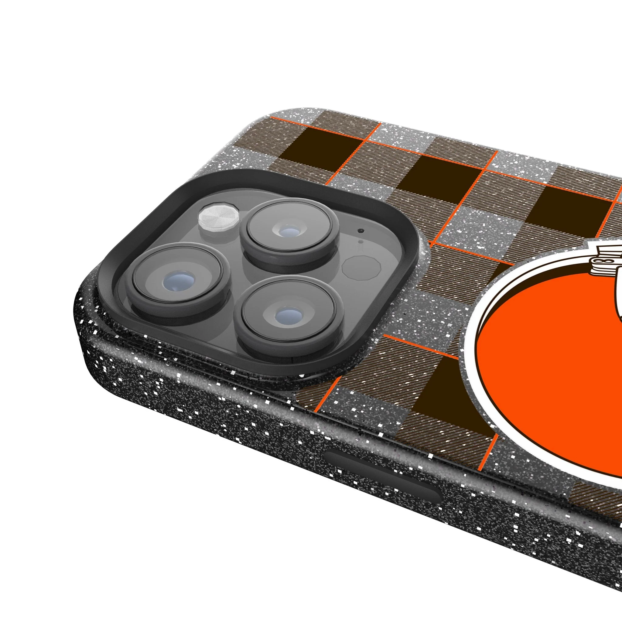 Cleveland Browns Plaid Bling Phone Case - Image 4