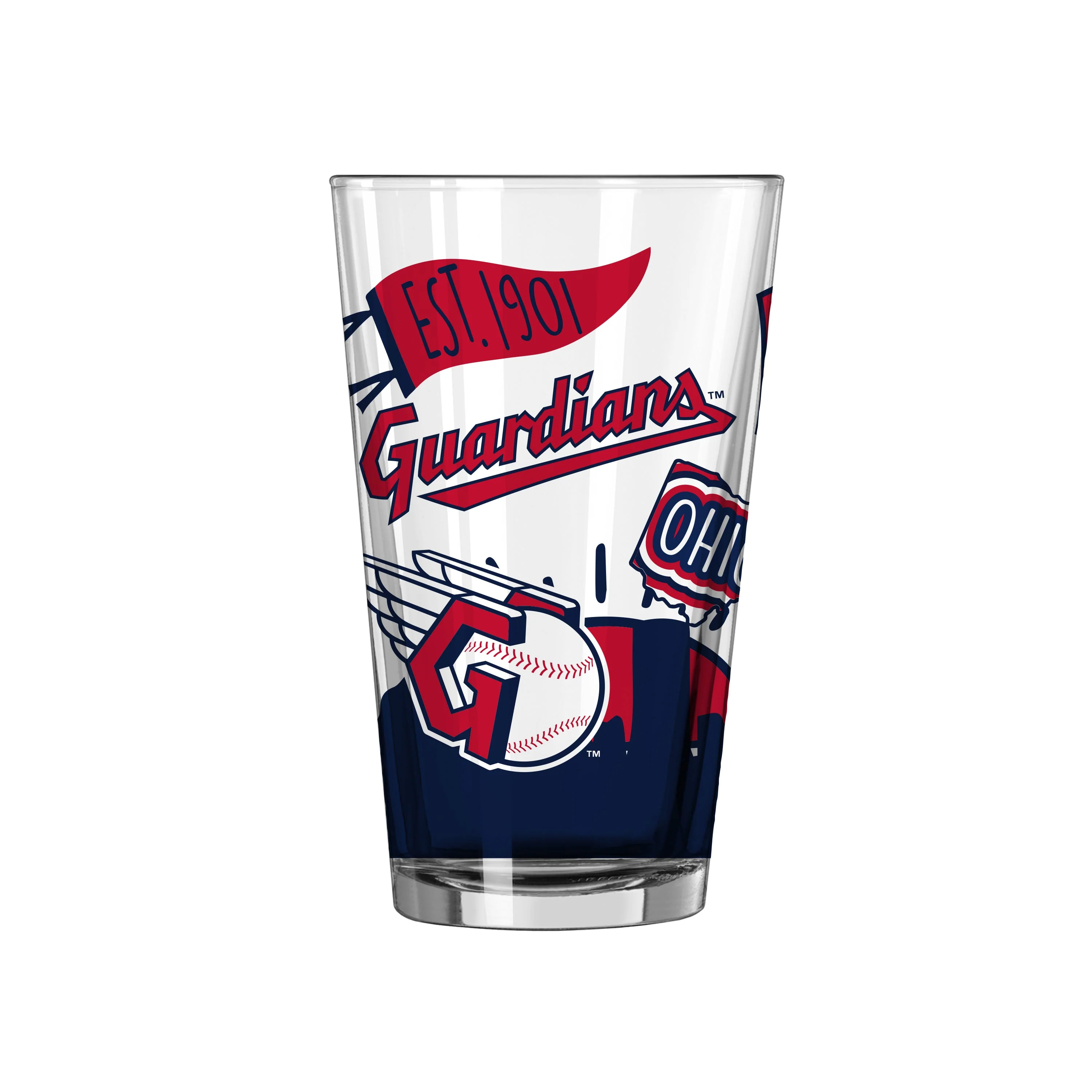 Cleveland Guardians 16oz Native Pint Glass