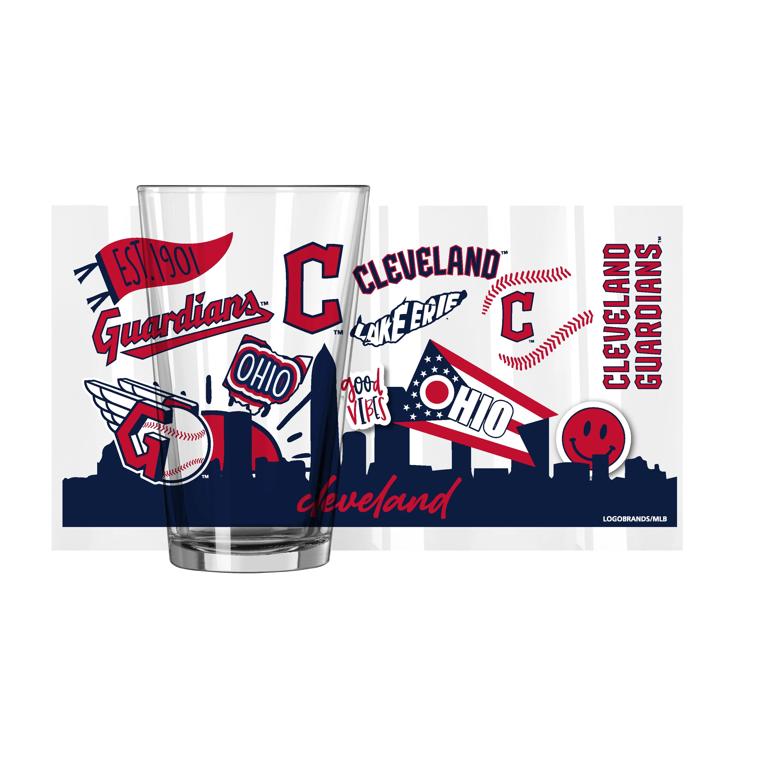 Cleveland Guardians 16oz Native Pint Glass - Image 2