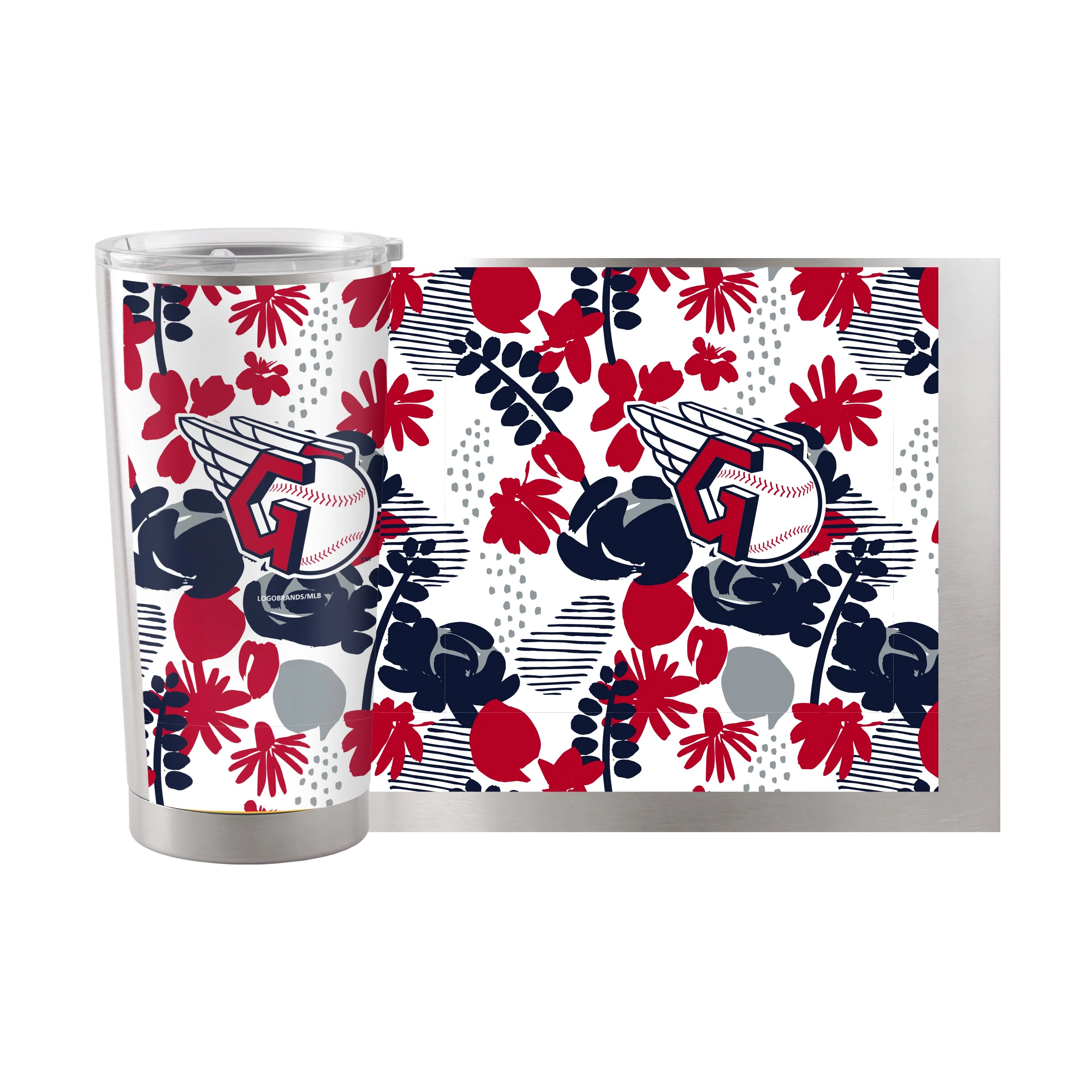 Cleveland Guardians 20oz Floral Stainless Steel Tumbler - Image 2