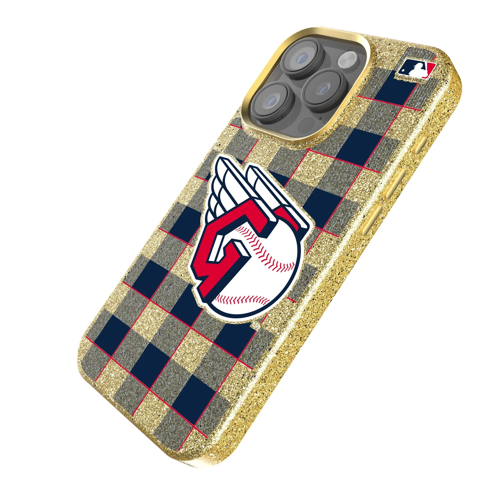 Cleveland Guardians Plaid Bling Phone Case - Image 2