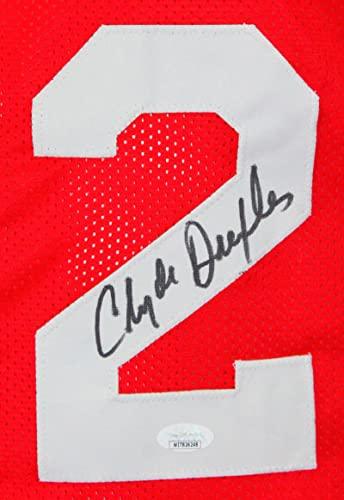 Clyde Drexler Autographed Red Pro Style Jersey- JSA W Black - Image 3