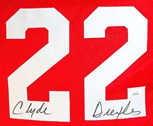 Clyde Drexler Autographed Red TB Pro Style Jersey- JSA W - Image 3