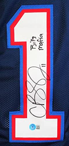 Cole Beasley Autographed Dk. Blue Pro Style Jersey w/Bills Mafia-Beckett W Hologram Black - Image 3