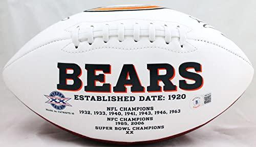 Cole Kmet Autographed Chicago Bears Logo Football w/Da Bears-Beckett W Hologram Black - Image 2