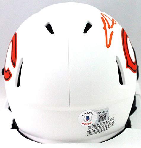 Cole Kmet Autographed Chicago Bears Lunar Speed Mini Helmet- Beckett W Orange - Image 2