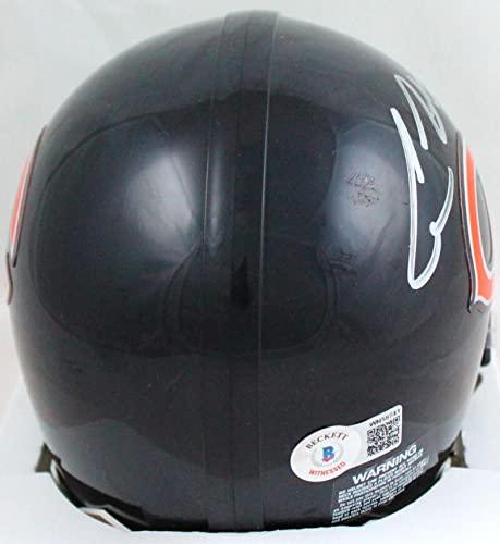 Cole Kmet Autographed Chicago Bears Mini Helmet w/Bear Down-Beckett W Hologram Silver - Image 2