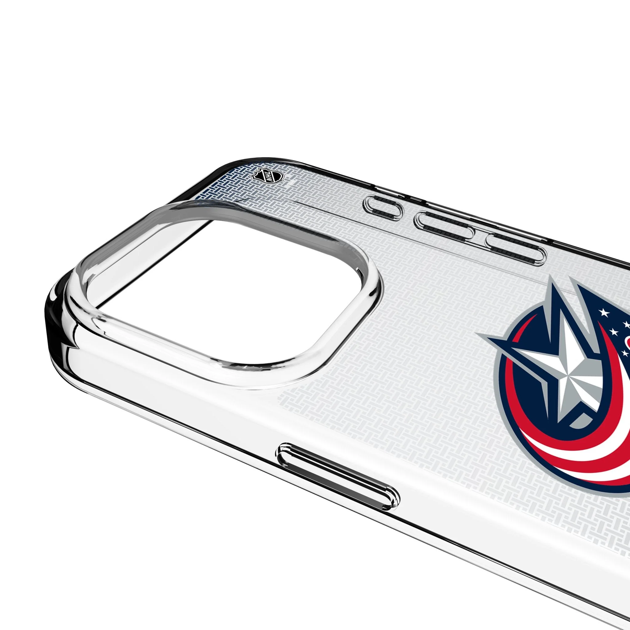 Columbus Blue Jackets Linen Clear Phone Case for Apple iPhone - Image 3