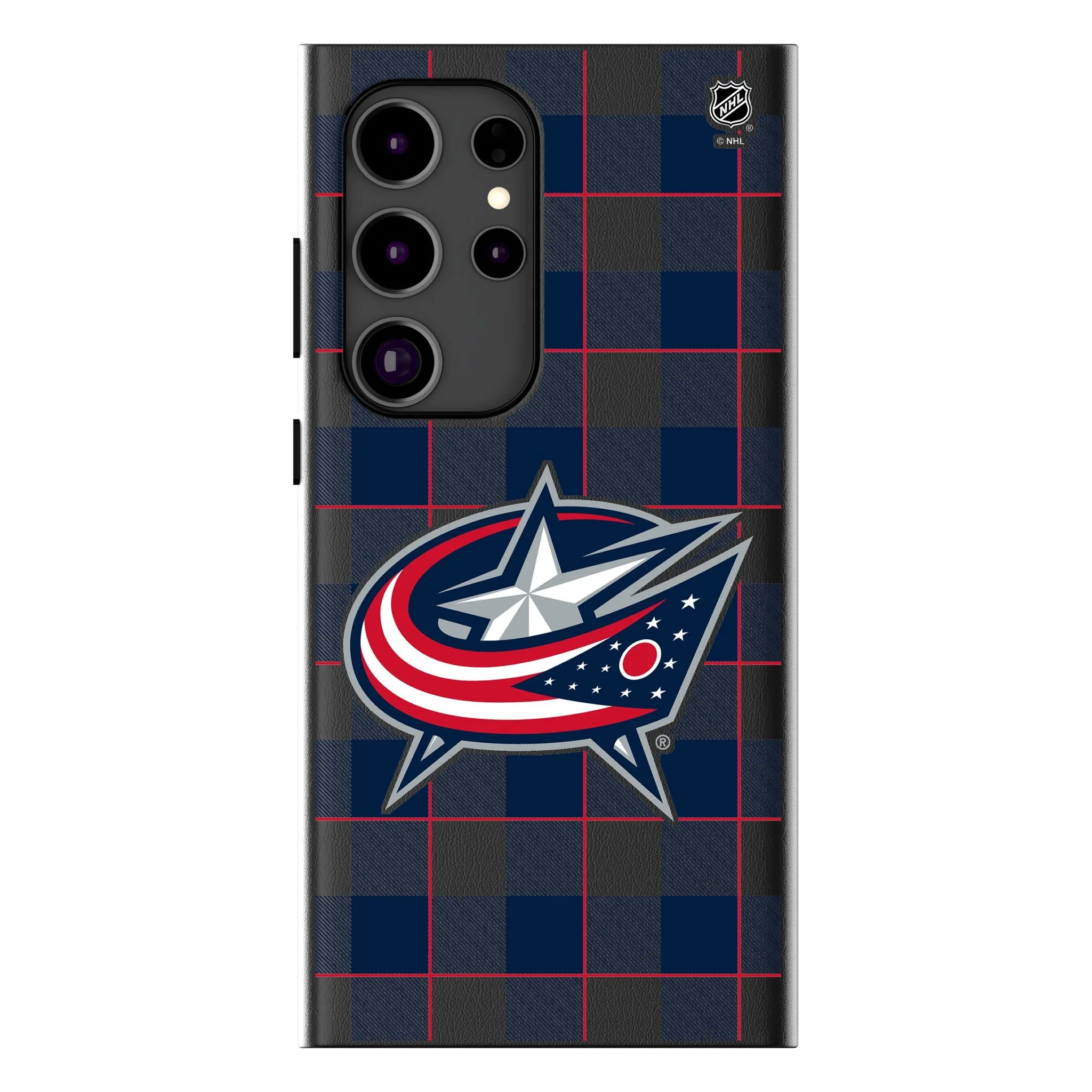 Columbus Blue Jackets Plaid MagSafe Compatible Phone Case for Samsung Galaxy