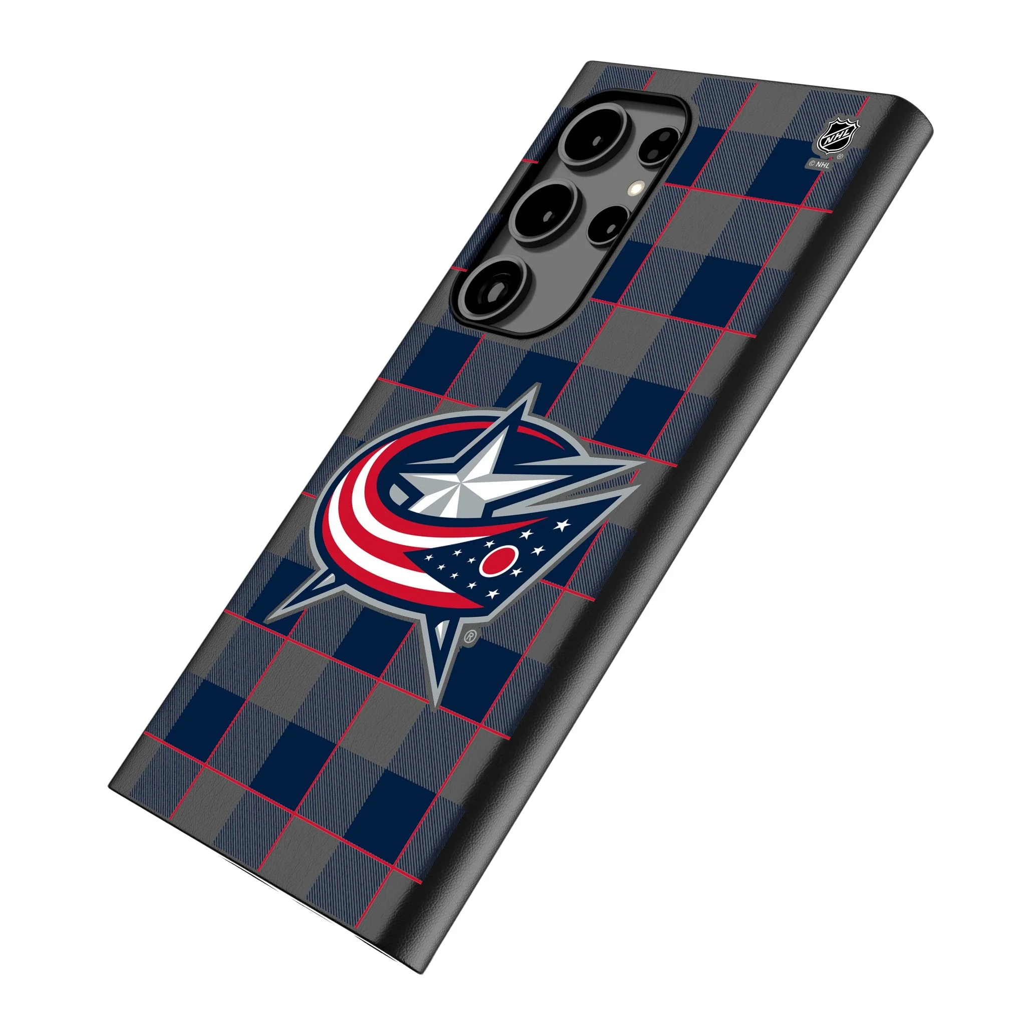 Columbus Blue Jackets Plaid MagSafe Compatible Phone Case for Samsung Galaxy - Image 2