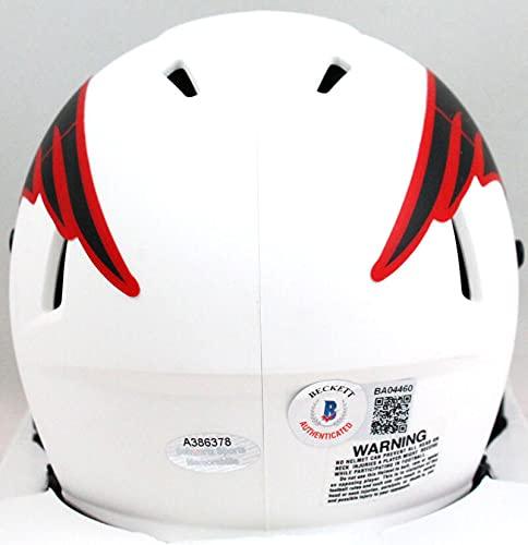 Corey Dillon Autographed New England Patriots Lunar Mini Helmet- Beckett Hologram Red - Image 2