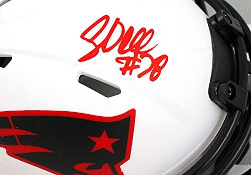 Corey Dillon Autographed New England Patriots Lunar Mini Helmet- Beckett Hologram Red - Image 3