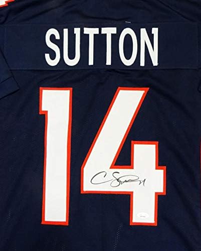 Courtland Sutton Autographed Blue Pro Style Jersey- JSA W Auth *4 - Image 3