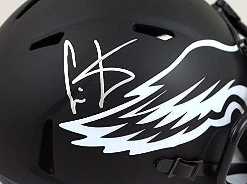 Cris Carter Autographed Eagles Eclipse Speed Mini Helmet- JSA W Silver - Image 3