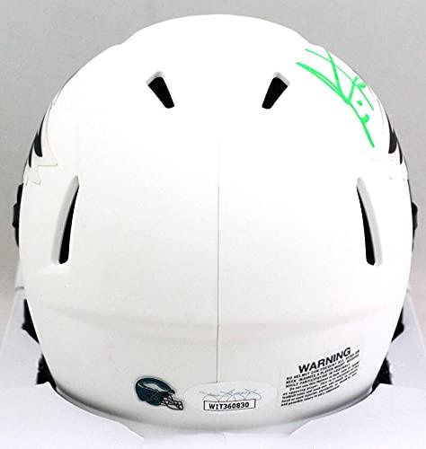 Cris Carter Autographed Eagles Lunar Speed Mini Helmet- JSA W Green - Image 2