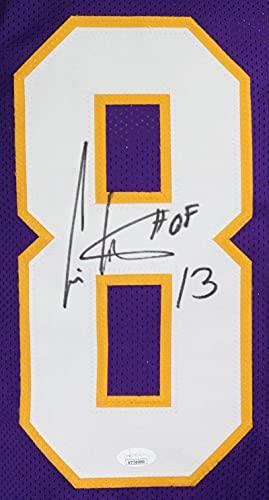 Cris Carter Autographed Purple Pro Style Jersey w/HOF- JSA W Black - Image 3