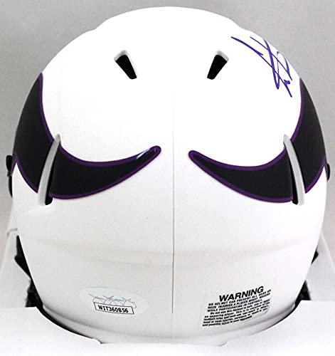 Cris Carter Autographed Vikings Lunar Speed Mini Helmet- JSA W Purple - Image 2