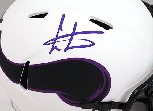 Cris Carter Autographed Vikings Lunar Speed Mini Helmet- JSA W Purple - Image 3
