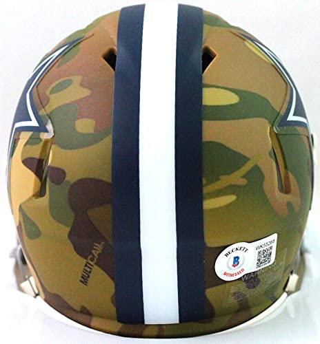 Dak Prescott Autographed Dallas Cowboys Camo Mini Helmet- Beckett W White - Image 2