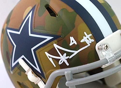 Dak Prescott Autographed Dallas Cowboys Camo Mini Helmet- Beckett W White - Image 3