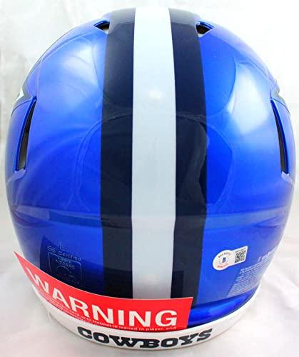Dak Prescott Autographed Dallas Cowboys F/S Flash Speed Authentic Helmet-Beckett W Hologram White - Image 3
