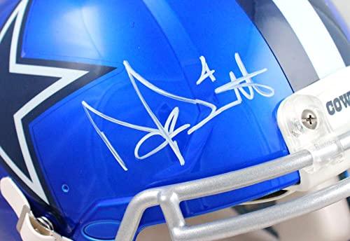 Dak Prescott Autographed Dallas Cowboys F/S Flash Speed Authentic Helmet-Beckett W Hologram White - Image 5