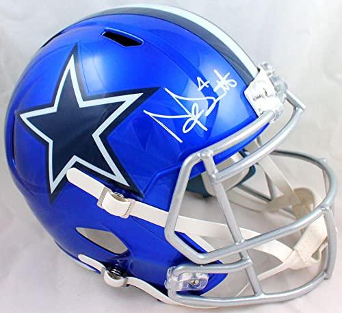 Dak Prescott Autographed Dallas Cowboys F/S Flash Speed Helmet-Beckett W Hologram White