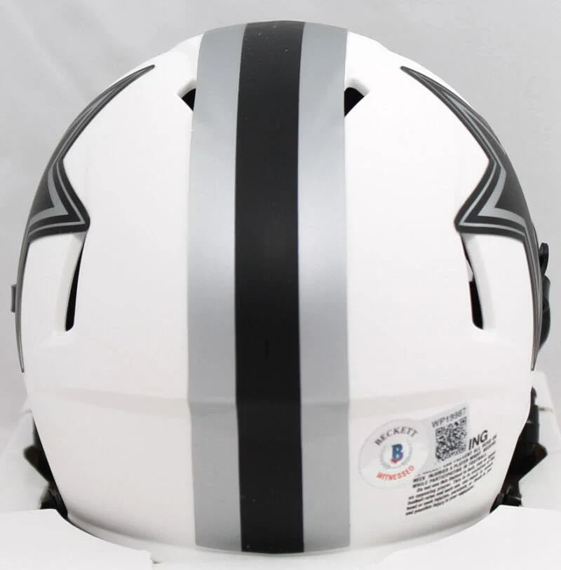 Dak Prescott Autographed Dallas Cowboys Lunar Speed Mini Helmet- Beckett W Holo - Image 2