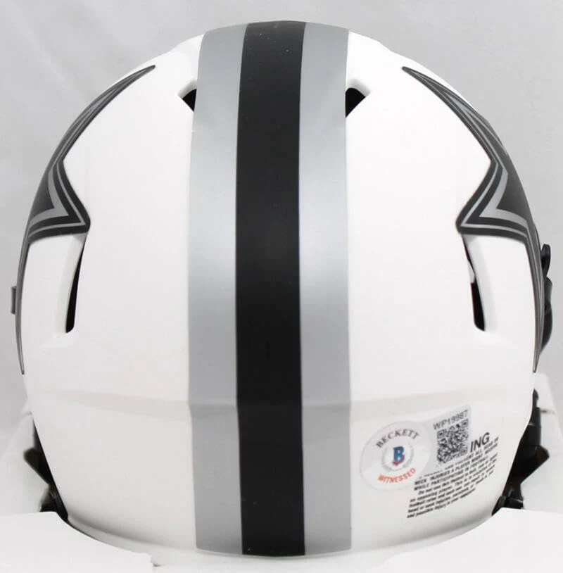 Dak Prescott Autographed Dallas Cowboys Lunar Speed Mini Helmet- Beckett W Holo - Image 6