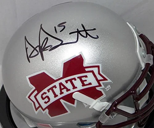 Dak Prescott Autographed Mississippi State Silver Mini Helmet- JSA W Auth Black - Image 2