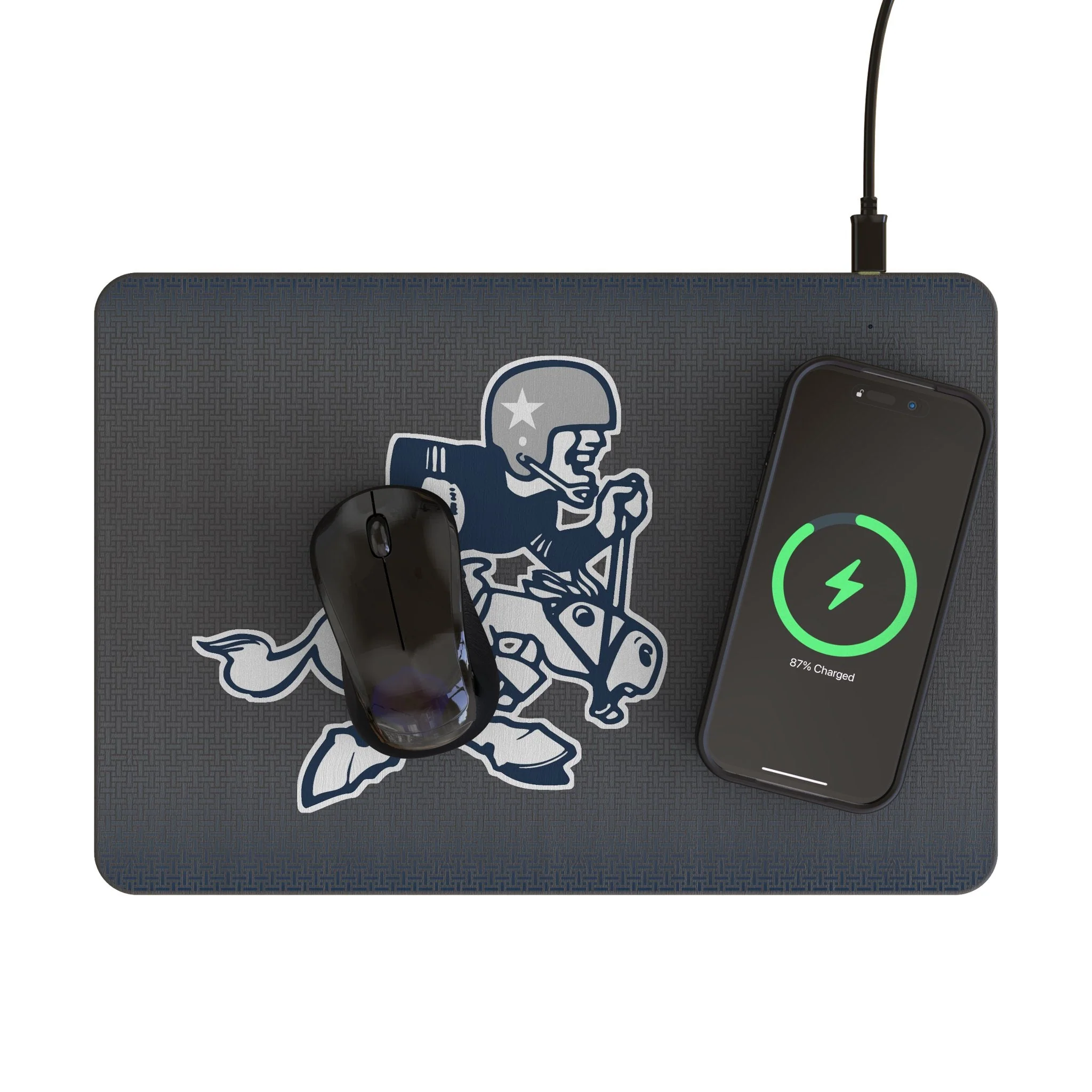 Dallas Cowboys 1966-1969 Historic Collection Linen 15-Watt Wireless Charger and Mouse Pad - Image 2