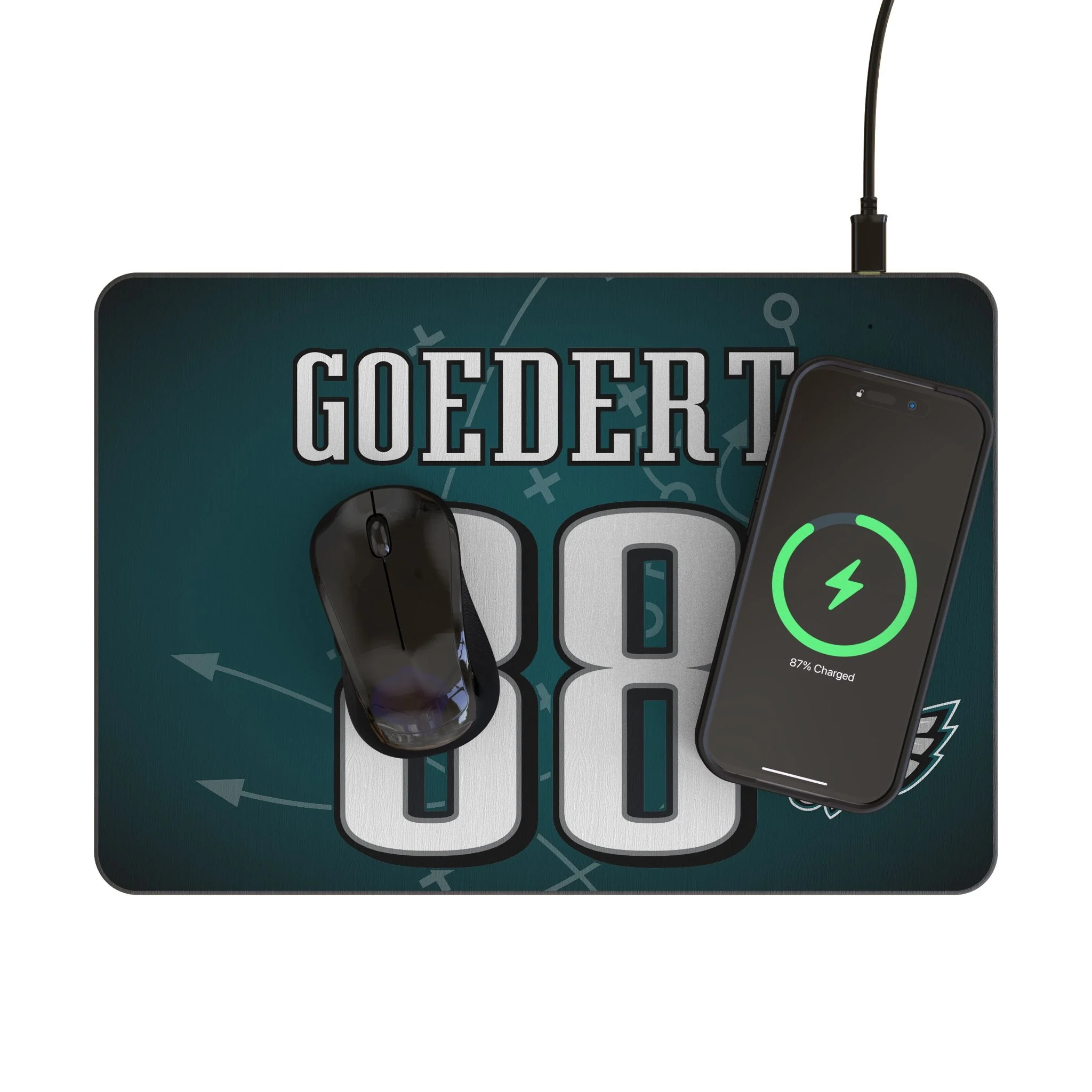 Dallas Goedert Philadelphia Eagles 88 Game Tactic 15-Watt Wireless Charger and Mouse Pad - Image 2