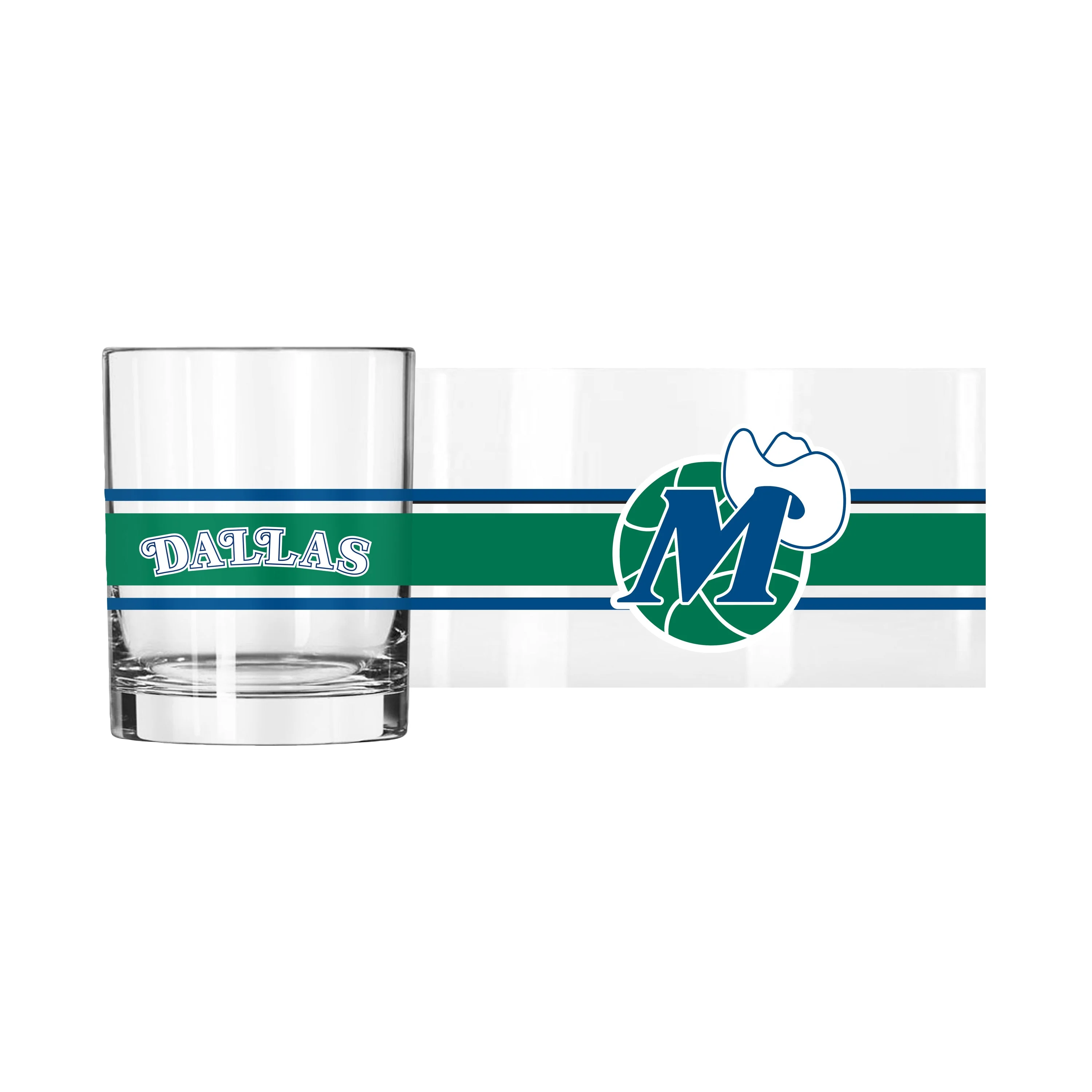 Dallas Mavericks 14oz Vintage Stripe Rocks Glass - Image 2