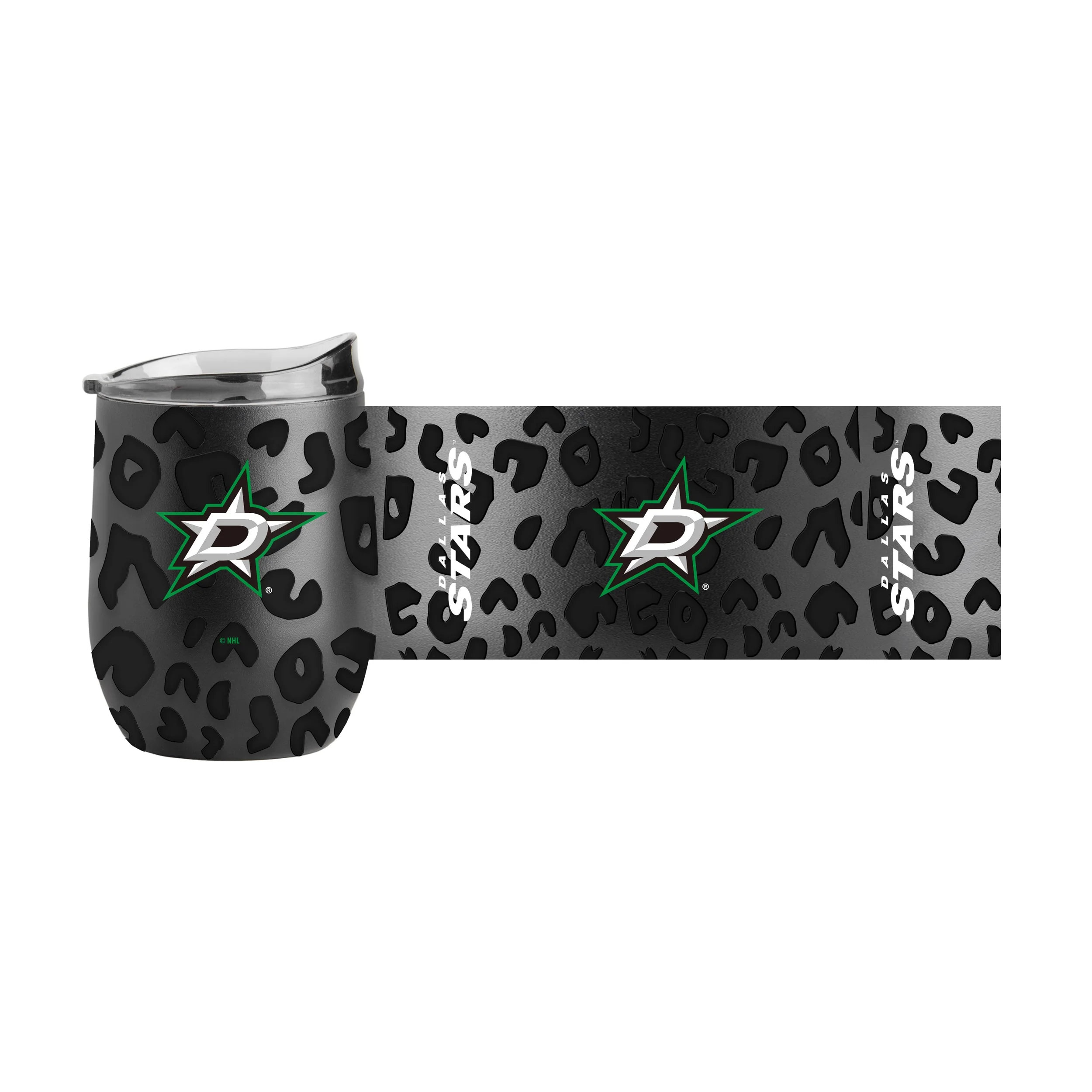 Dallas Stars Leopard 16oz Black Powder Coat Curved Beverage - Image 2