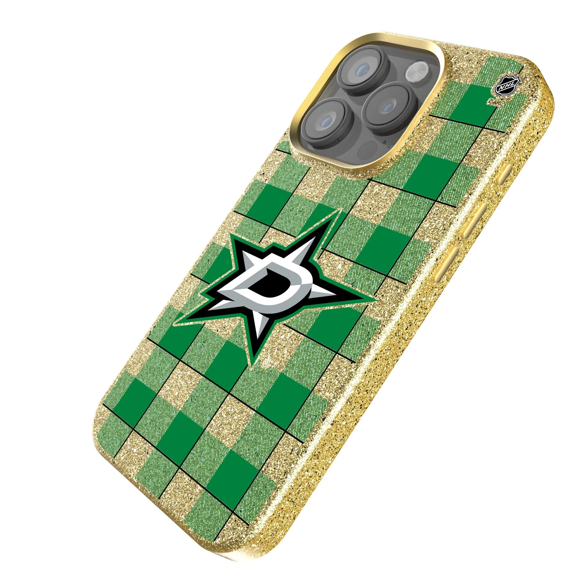 Dallas Stars Plaid Bling Phone Case - Image 2