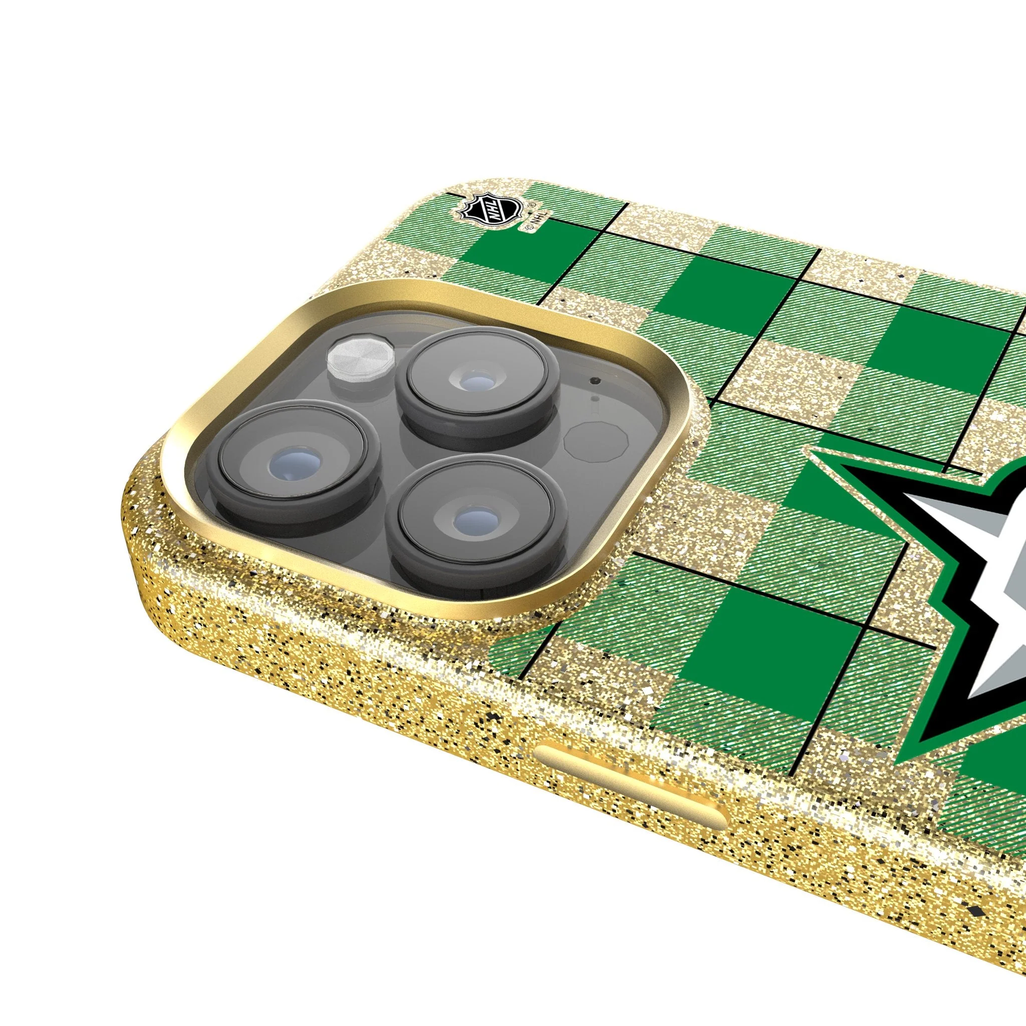 Dallas Stars Plaid Bling Phone Case - Image 4