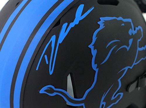 D'Andre Swift Autographed Detroit Lions Eclipse Speed Mini Helmet - Fanatics Auth Blue - Image 2