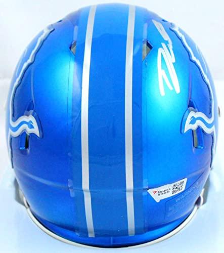 D'Andre Swift Autographed Detroit Lions Flash Speed Mini Helmet-Fanatics Silver - Image 2