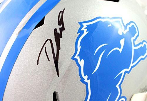 D'Andre Swift Autographed Lions Full Size Speed Helmet - Fanatics Auth Black - Image 5