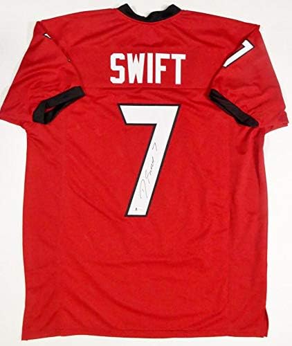 D'Andre Swift Autographed Red College Style Jersey- Beckett W Auth *7 - Image 4