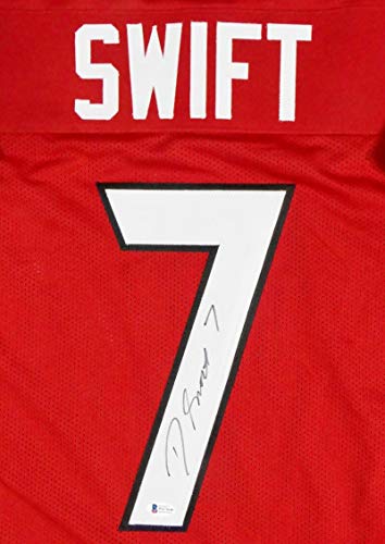 D'Andre Swift Autographed Red College Style Jersey- Beckett W Auth *7 - Image 6