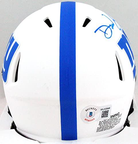Daniel Jones Autographed New York Giants Lunar Speed Mini Helmet- Beckett WBlue - Image 2
