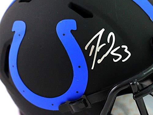 Darius Leonard Autographed Colts Eclipse Speed Mini Helmet- Beckett W Silver - Image 3