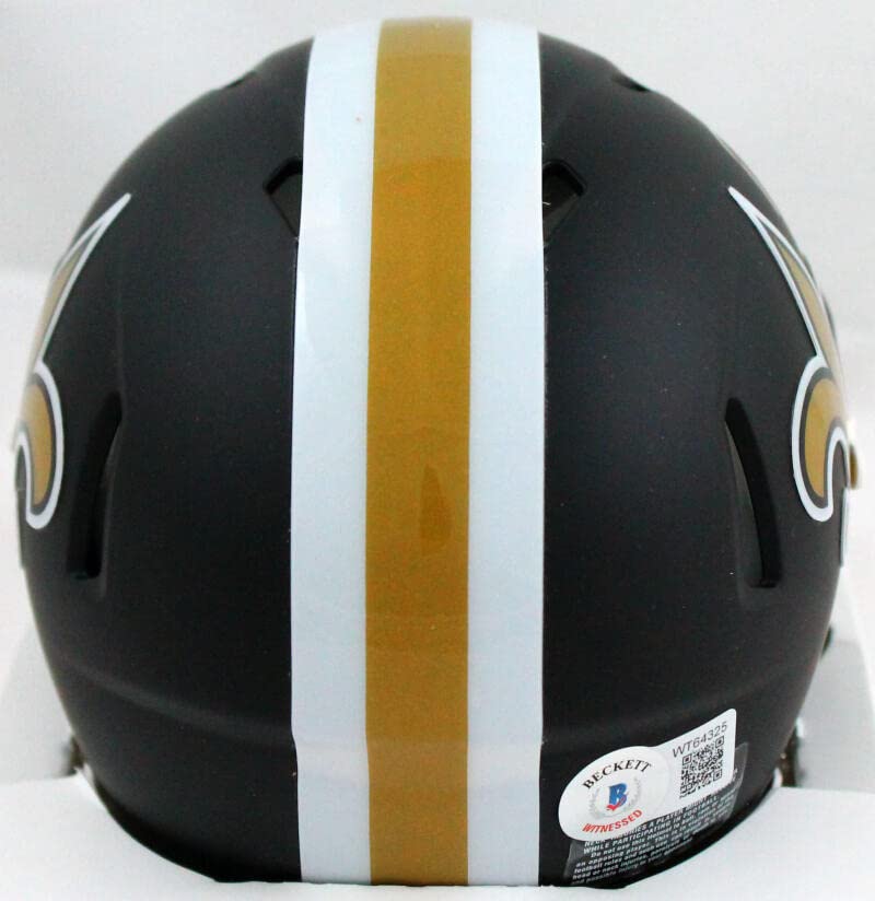 Darren Sproles Autographed New Orleans Saints Flat Black Speed Mini Helmet- Beckett W Hologram Gold - Image 2