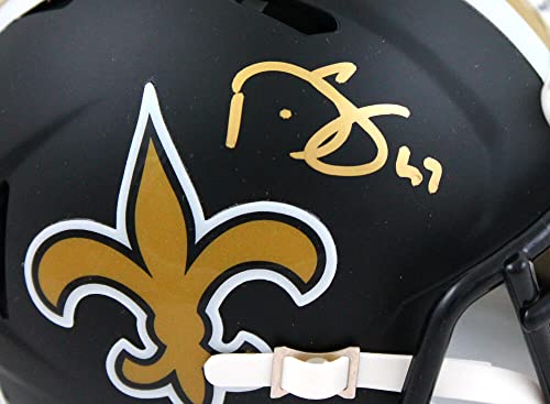 Darren Sproles Autographed New Orleans Saints Flat Black Speed Mini Helmet- Beckett W Hologram Gold - Image 3