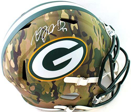 Davante Adams Autographed Packers Full Size Camo Helmet- Beckett Witnessed White
