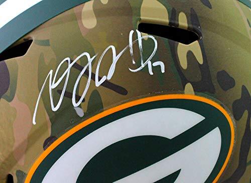 Davante Adams Autographed Packers Full Size Camo Helmet- Beckett Witnessed White - Image 5