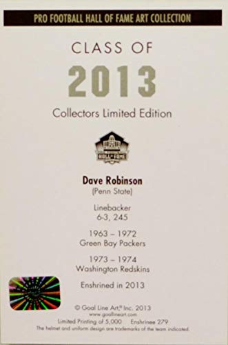 Dave Robinson Signed Packers Goal Line Art Card w/HOF - Jersey Source Auth - Image 2