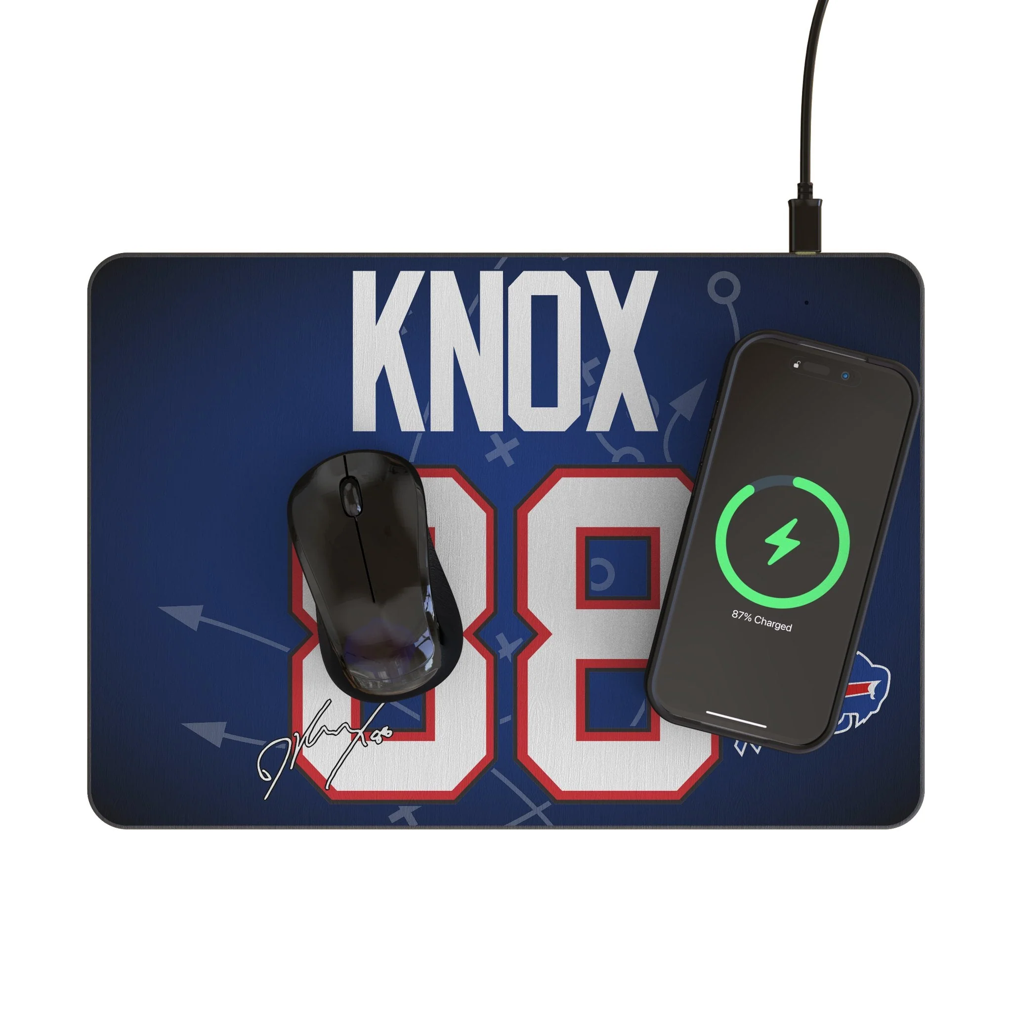 Dawson Knox Buffalo Bills 88 Game Tactic 15-Watt Wireless Charger and Mouse Pad - Image 2