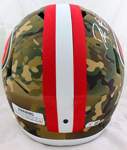 Deion Sanders Autographed 49ers F/S Camo Speed Helmet-Beckett W Hologram White - Image 3